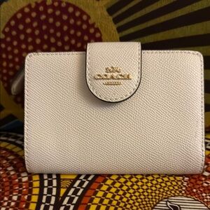 Coach White Leather Wallet with Gold Hardware